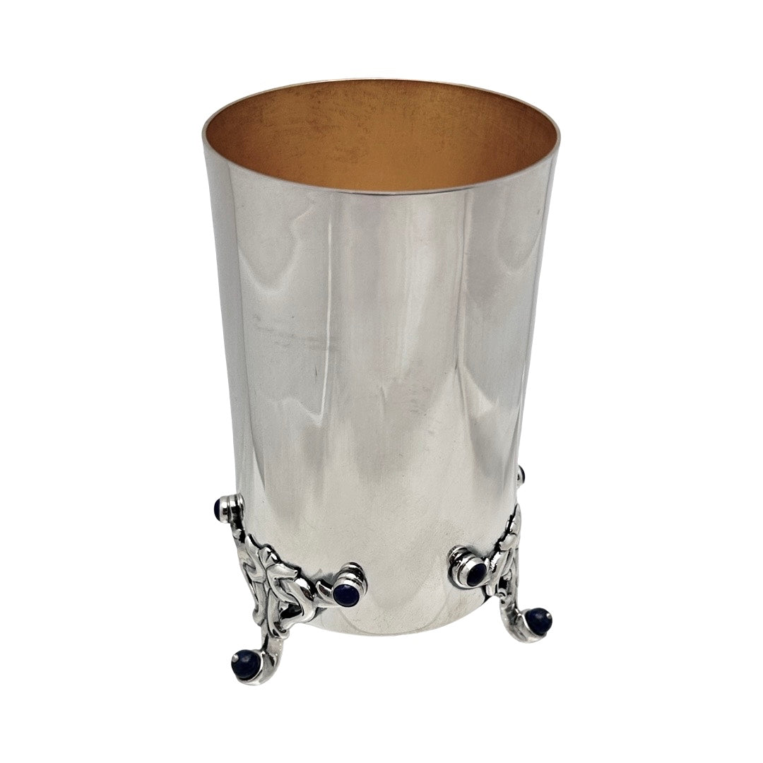 Sterling Silver Kiddush Cup With Lapis