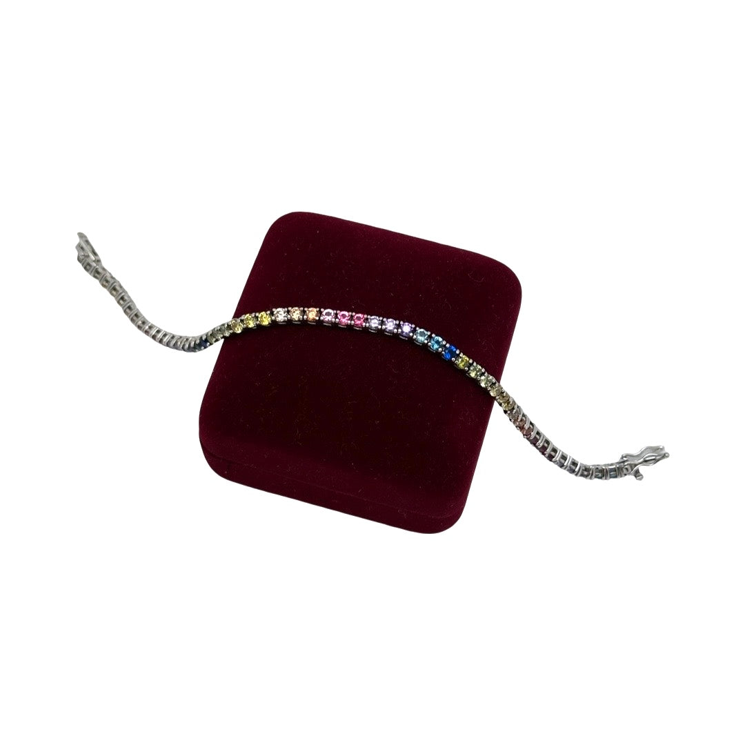 Sterling Silver Rainbow Tennis Bracelet