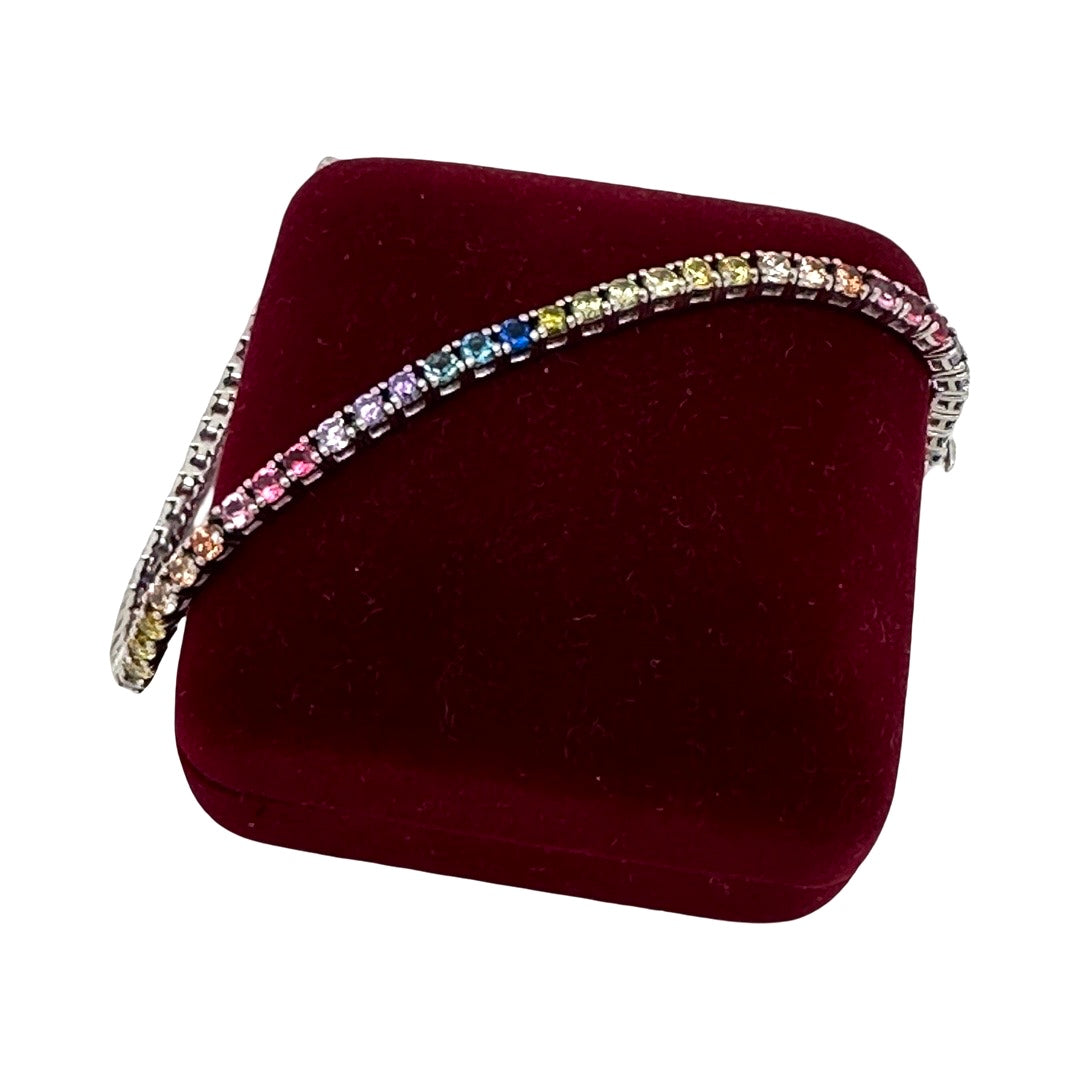 Sterling Silver Rainbow Tennis Bracelet