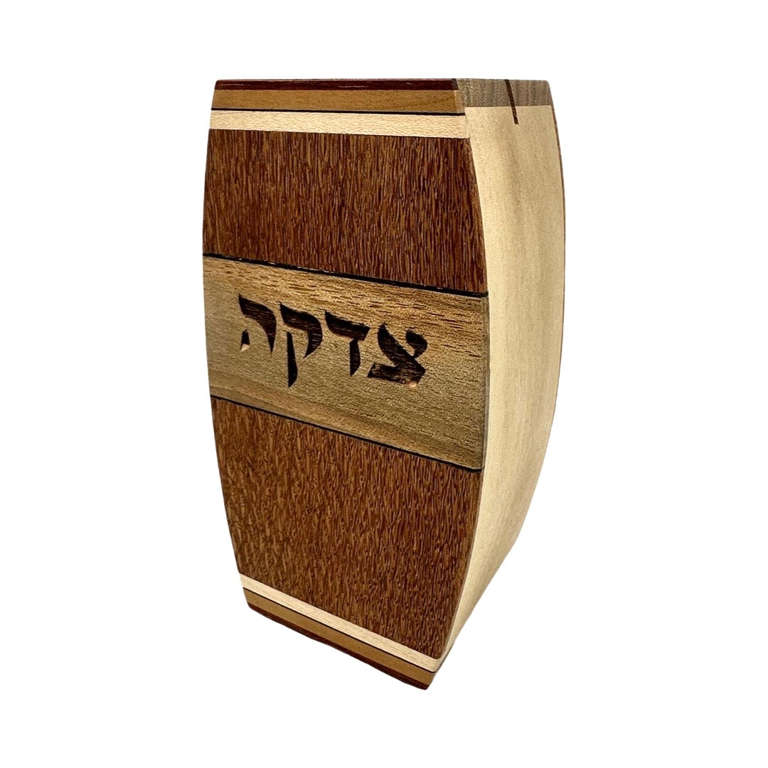Wood Barrel Tzedakah Box
