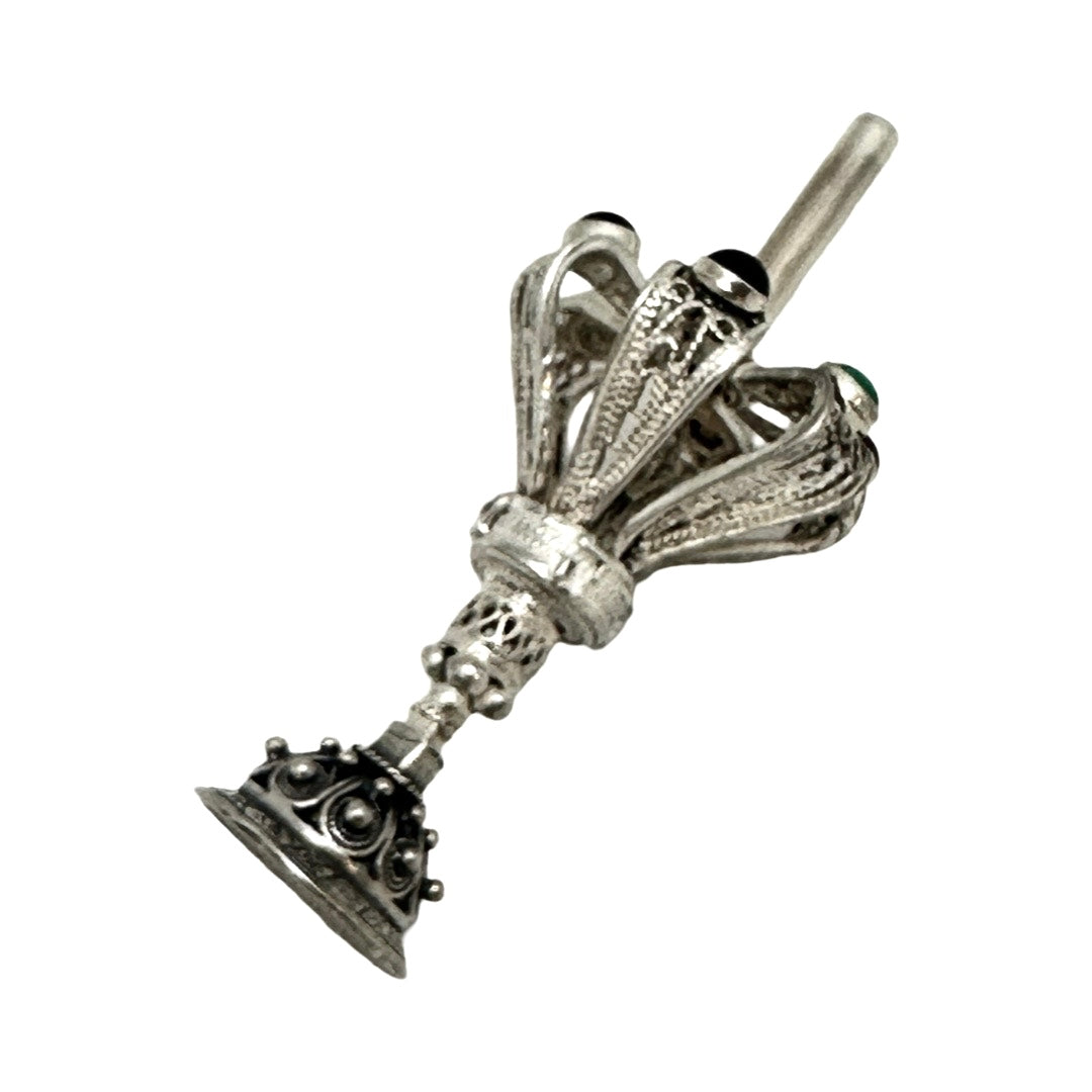 Silver Crown Dreidel with Gemstones