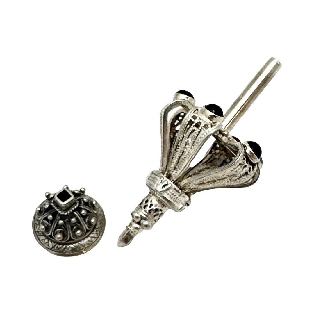 Silver Crown Dreidel with Gemstones