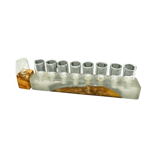 Olive wood and Resin Menorah