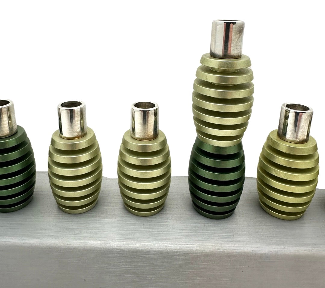 Modern Anodized Aluminum Chanukiya