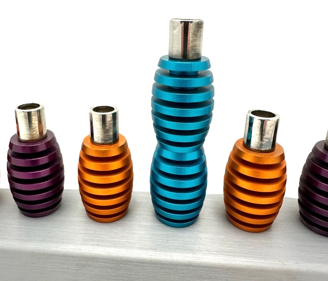 Modern Anodized Aluminum Chanukiya