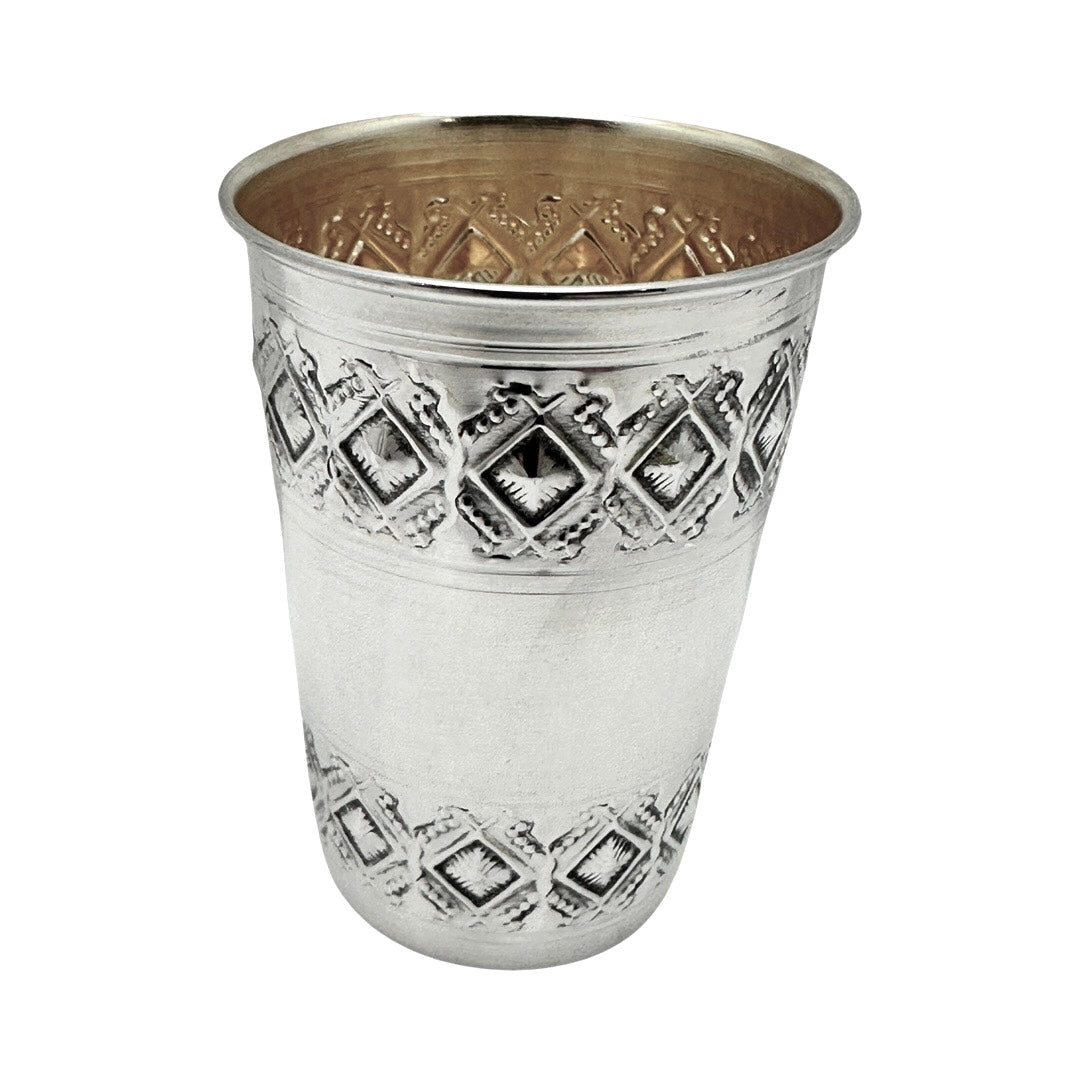 Sterling Kiddush Cup with 'Diamond' Design