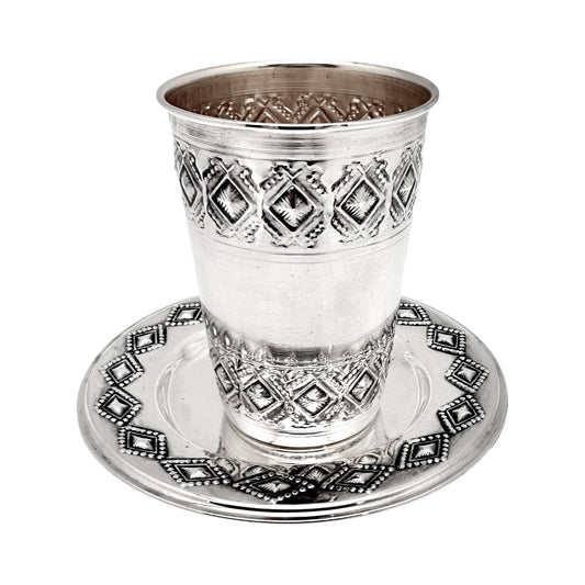Kiddush Cup Set with Diamond Design