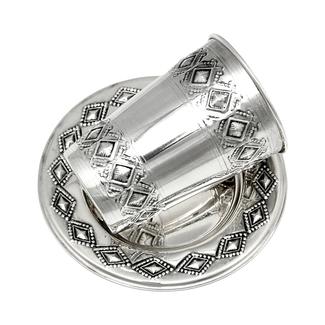 Kiddush Cup Set with Diamond Design