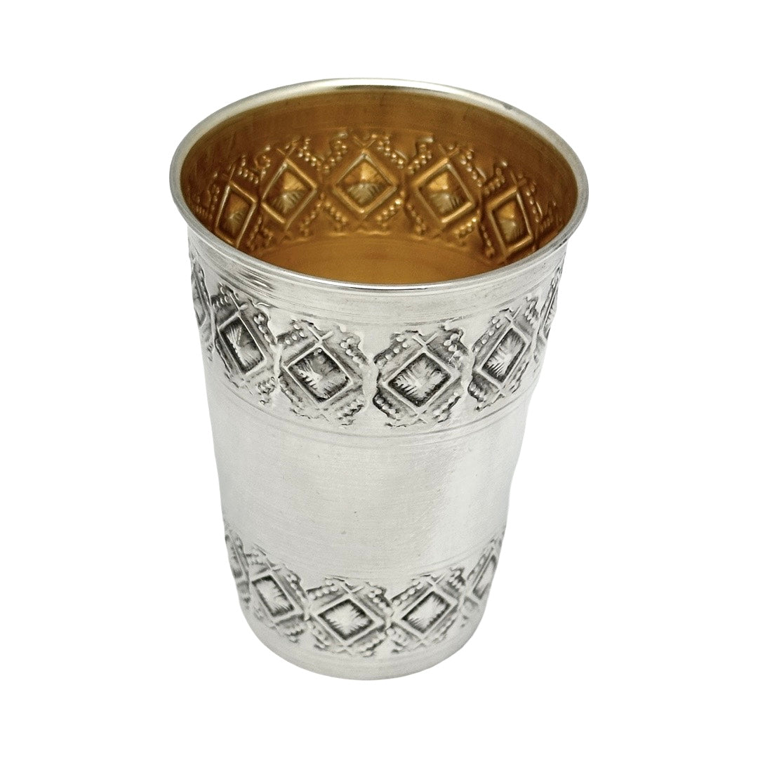 Kiddush Cup Set with Diamond Design