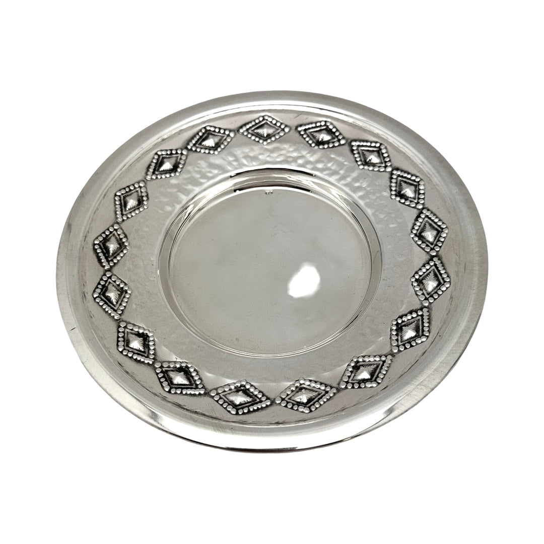 Kiddush Cup Set Hammered with Diamond Design