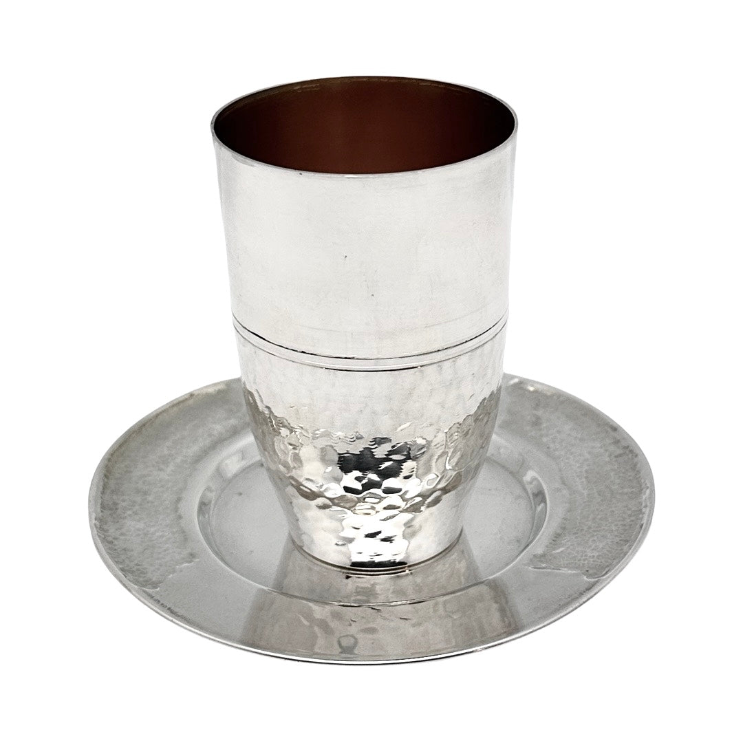 Half Hammered Kiddush Cup Set
