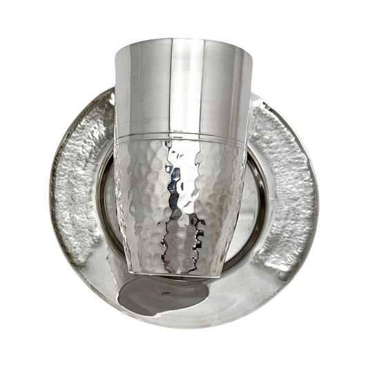 Half Hammered Kiddush Cup Set