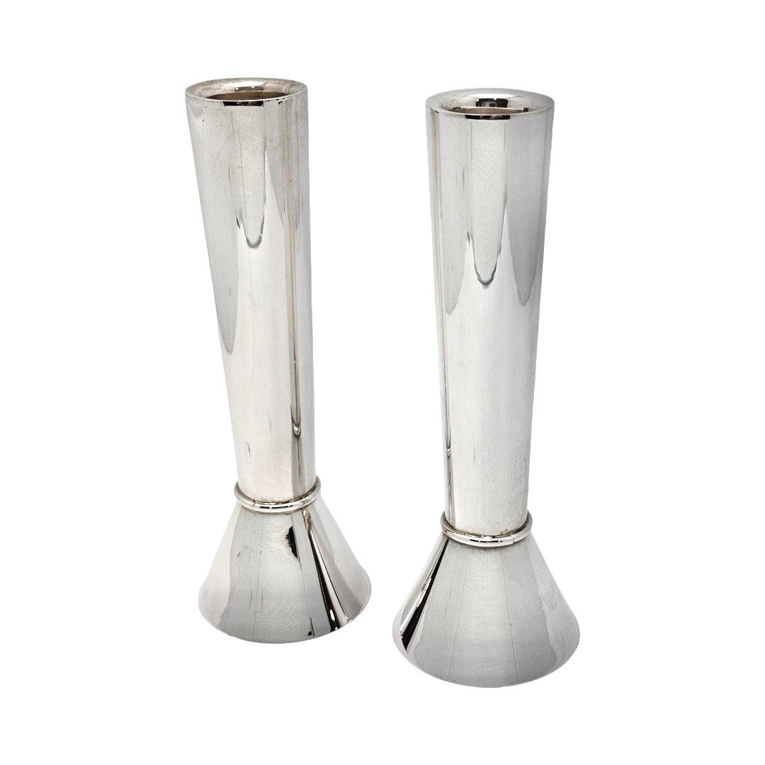 Modern Smooth Sterling Silver Candlesticks