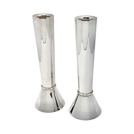 Modern Smooth Sterling Silver Candlesticks
