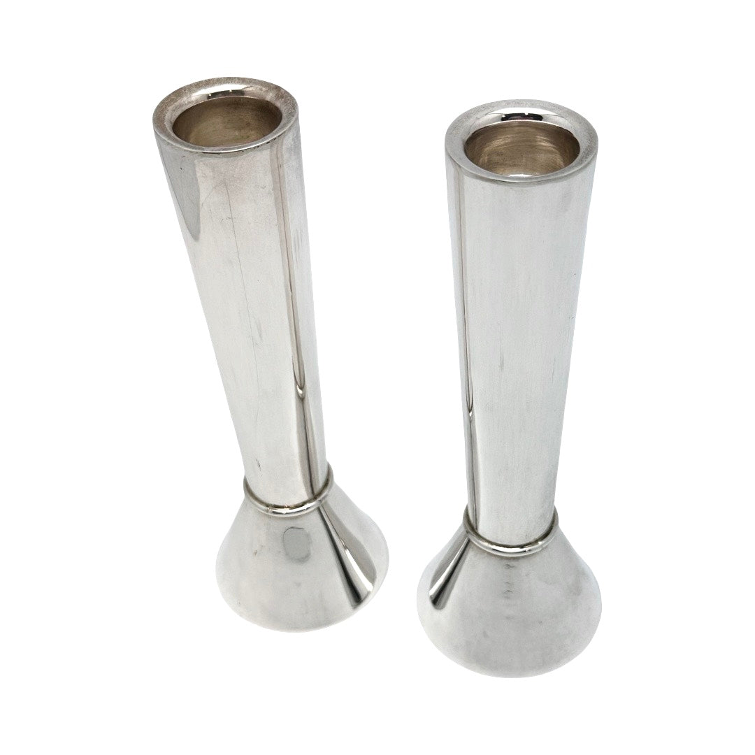 Modern Smooth Sterling Silver Candlesticks
