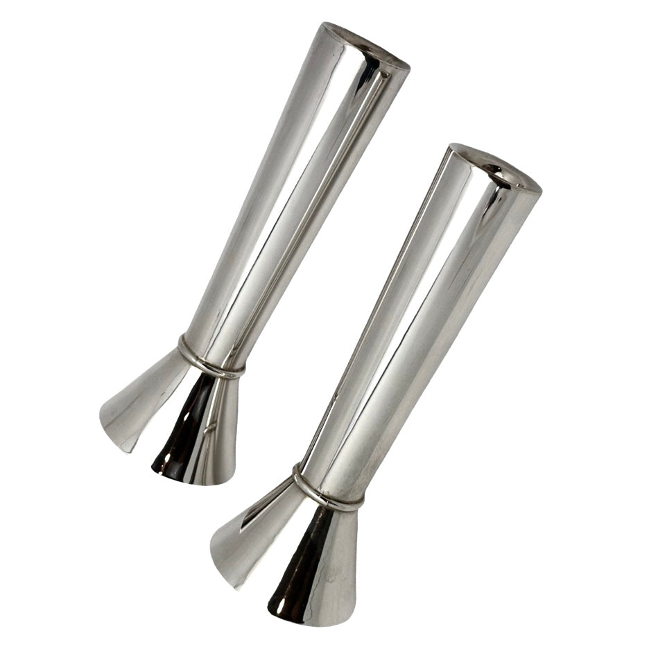 Modern Smooth Sterling Silver Candlesticks
