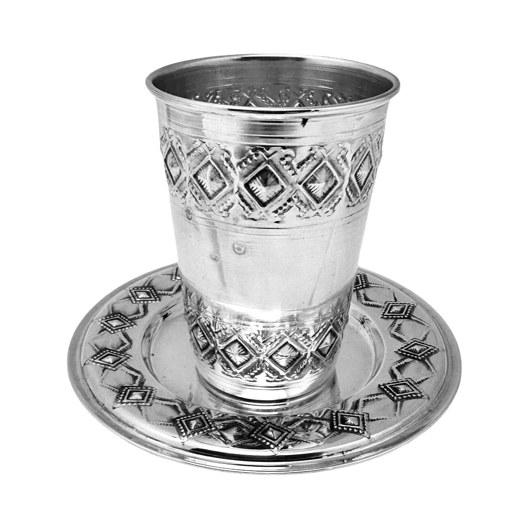 Sterling Kiddush Cup with 'Diamond' Design
