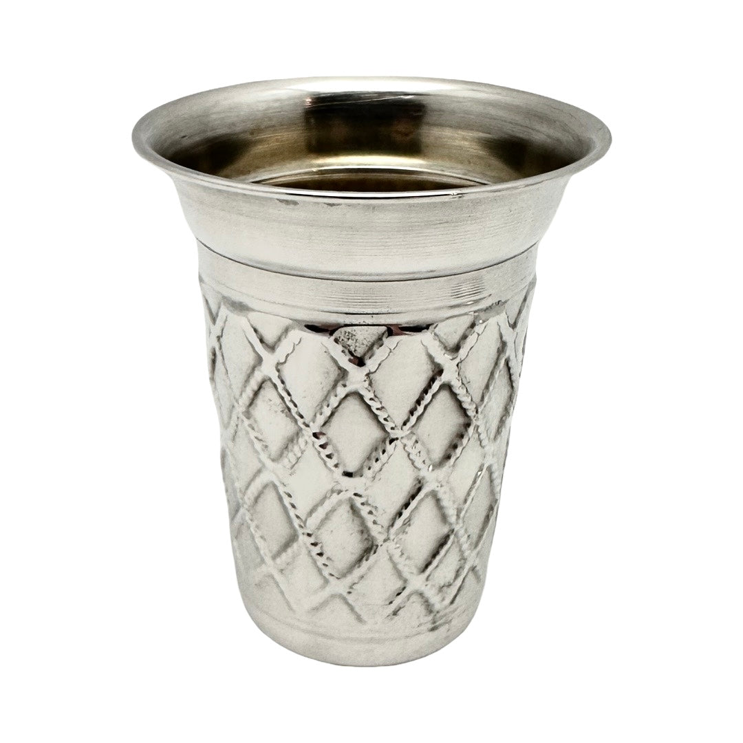 Diamond Criss Cross Kiddush Cup Set