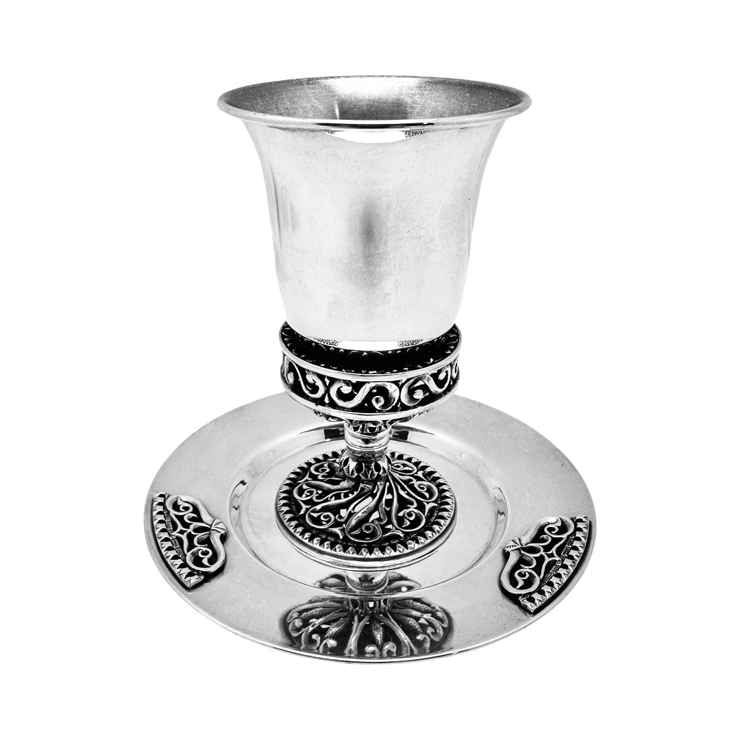 Curl Spiral Stem Kiddush Cup Set