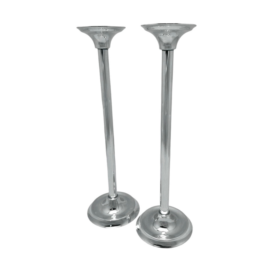 Tall Simple Sterling Candlesticks