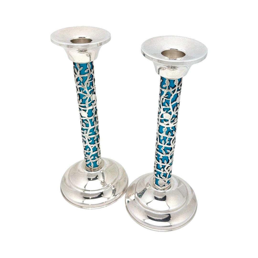 Pomegranate Cut-Out Sterling Silver Candlesticks