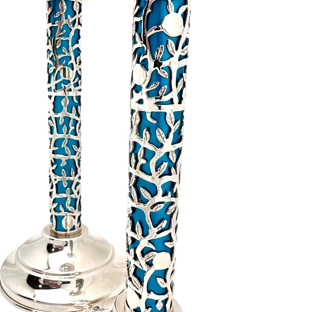 Pomegranate Cut-Out Sterling Silver Candlesticks