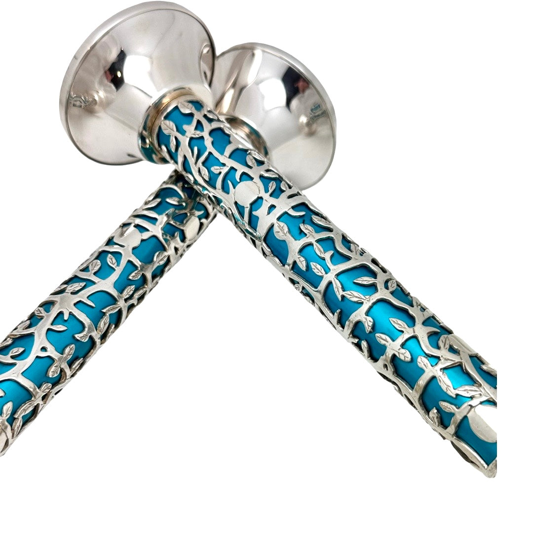 Pomegranate Cut-Out Sterling Silver Candlesticks