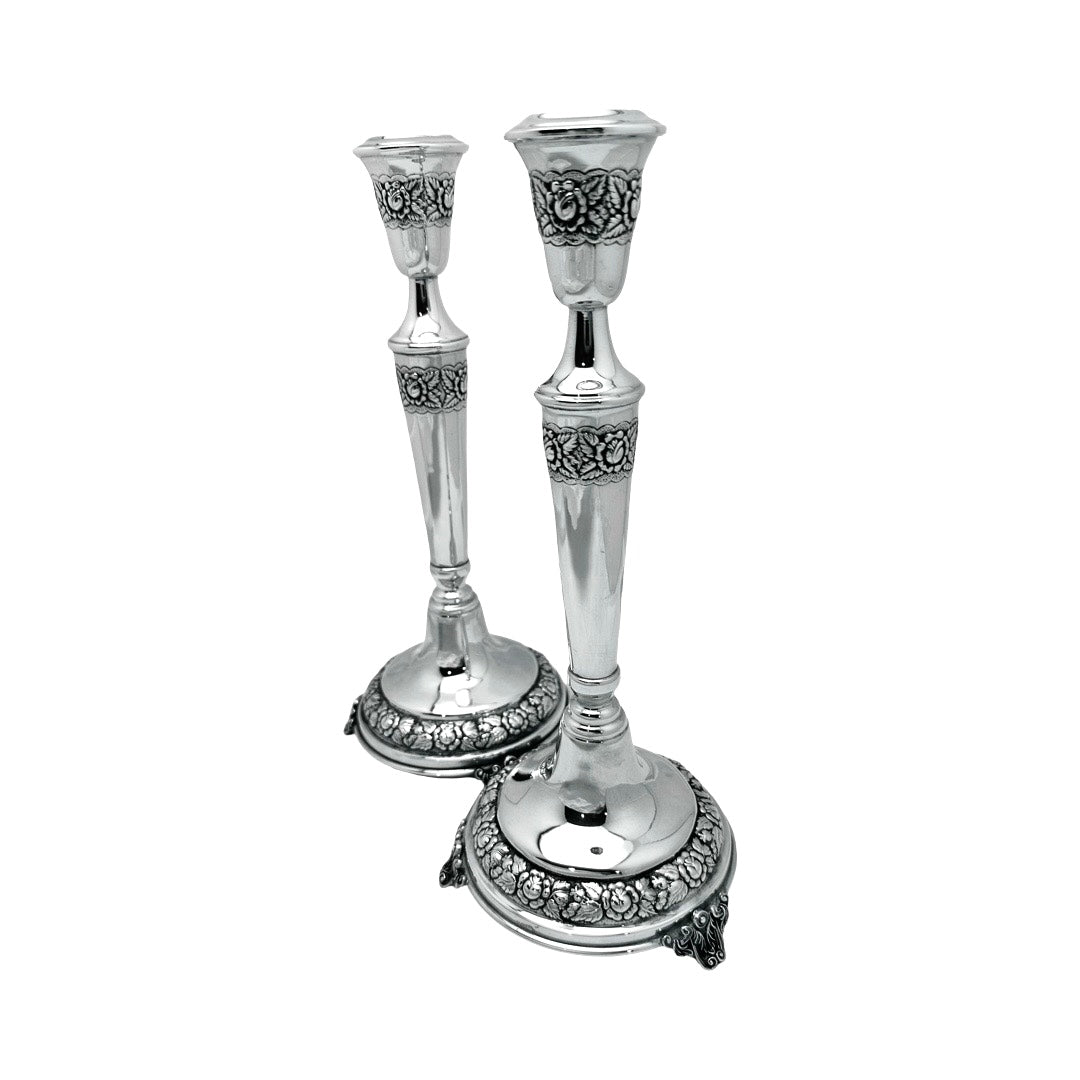 Sterling Silver Flower Candlesticks
