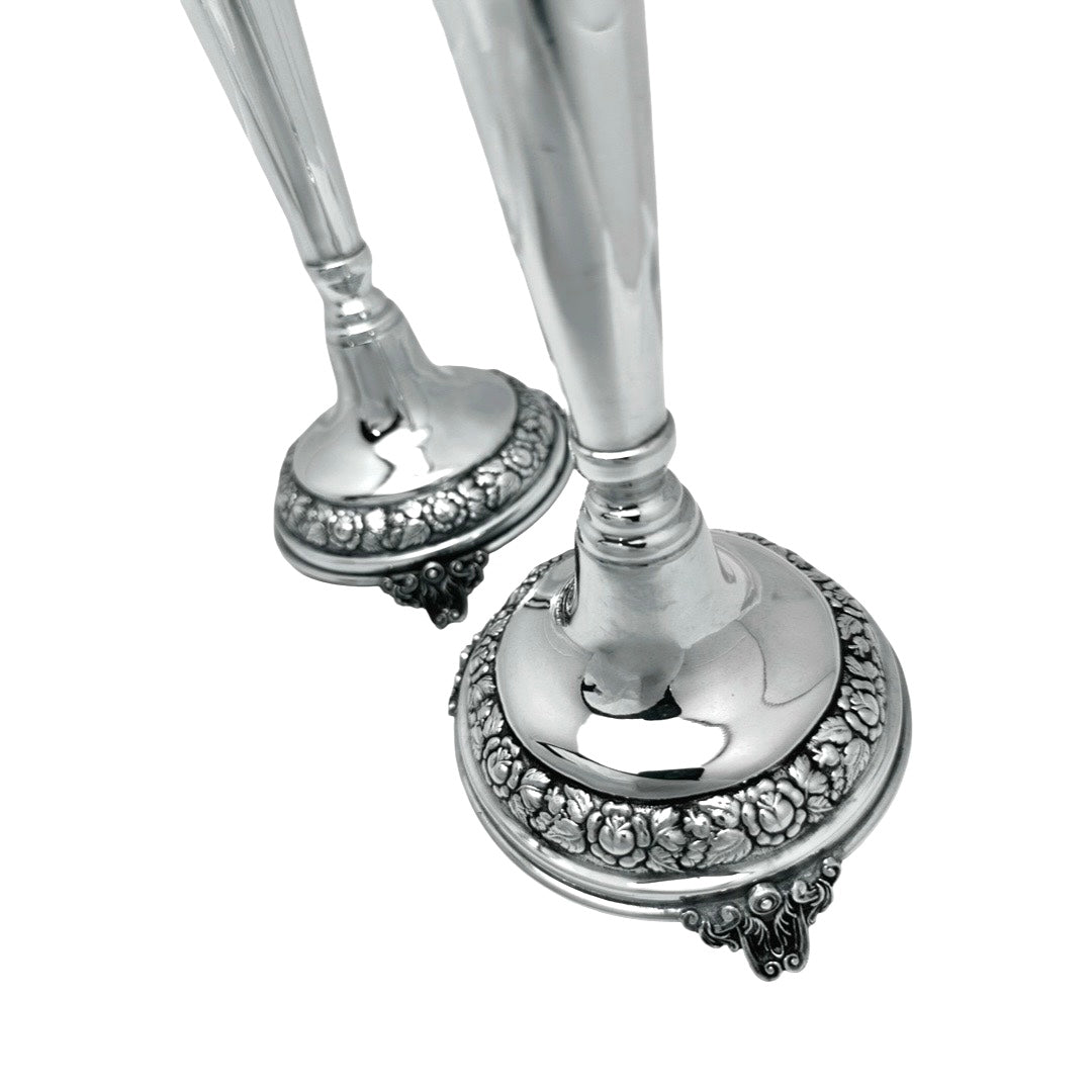 Sterling Silver Flower Candlesticks