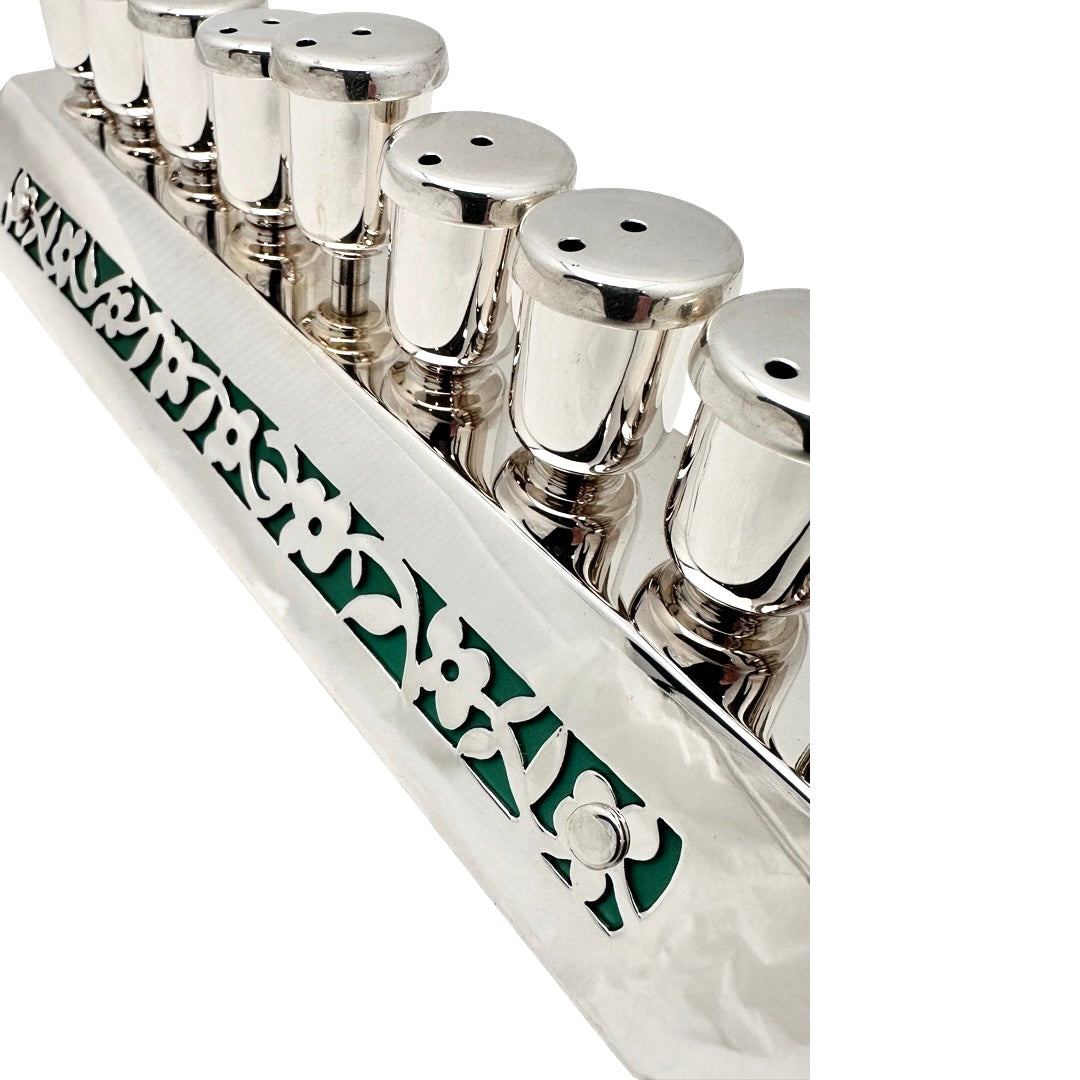 Sterling Silver Cut-Out Flower Menorah