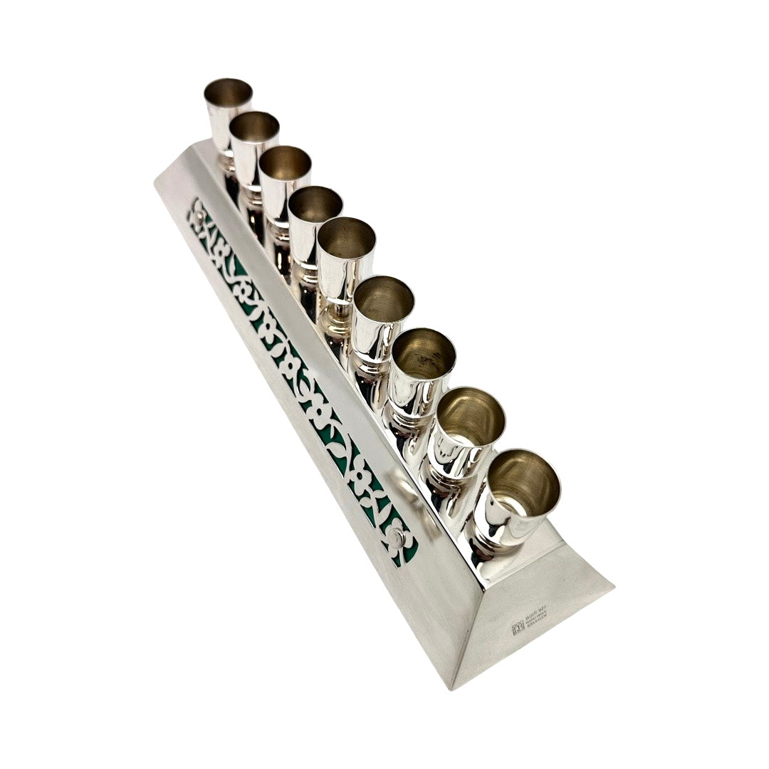 Sterling Silver Cut-Out Flower Menorah