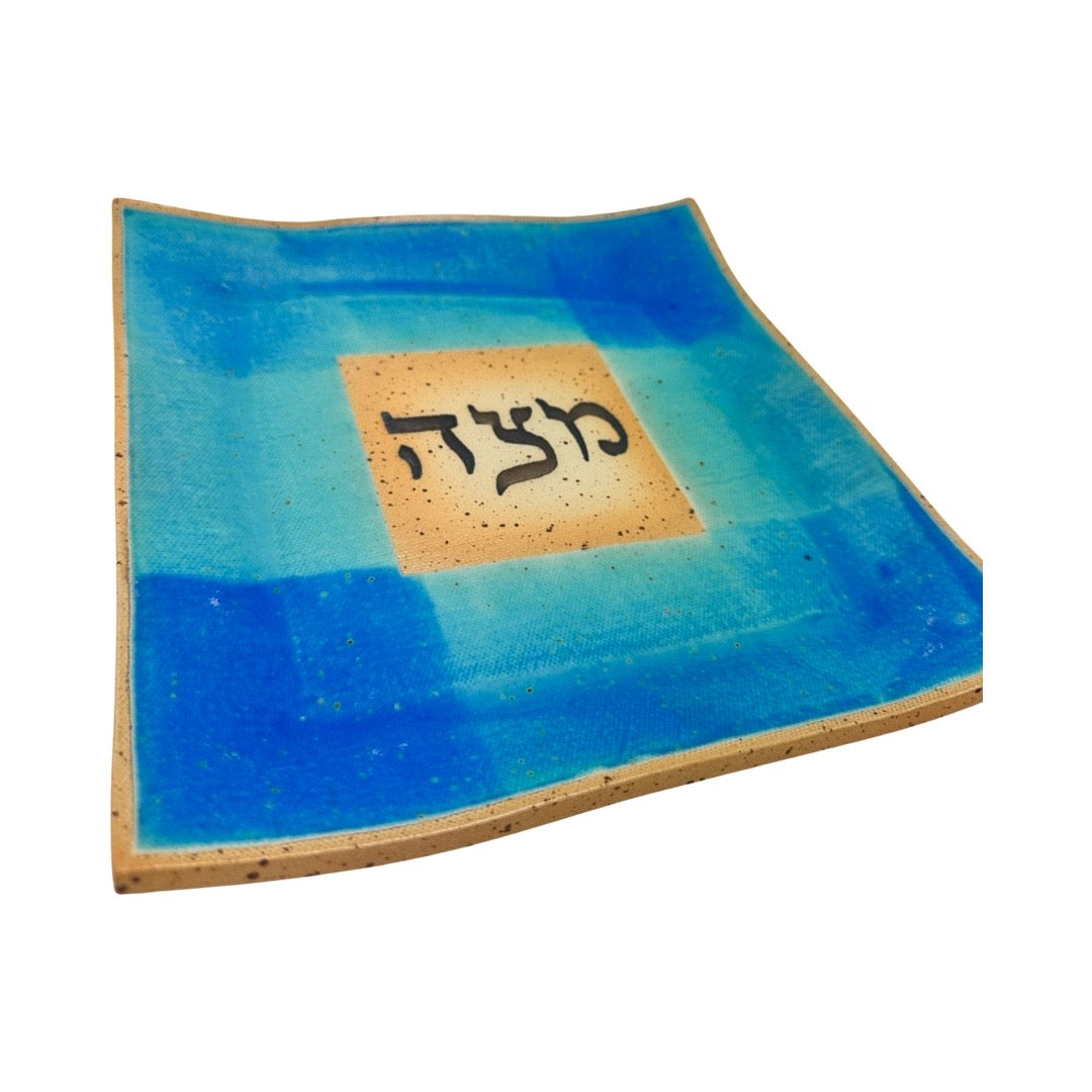 Ceramic Blue Matza Plate