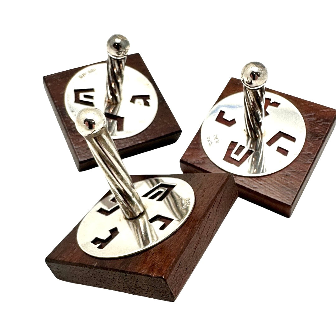 Solid Wood and Silver Dreidel