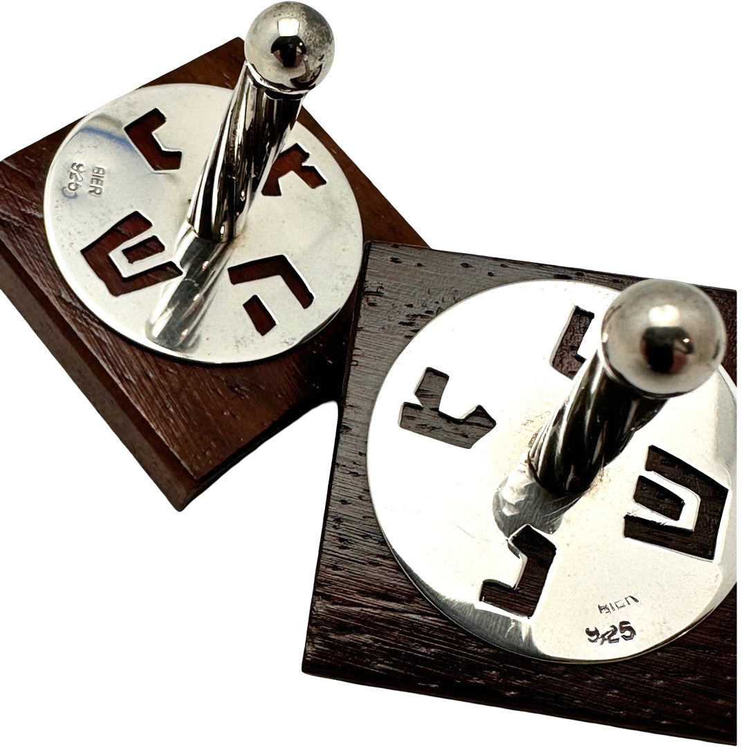 Solid Wood and Silver Dreidel