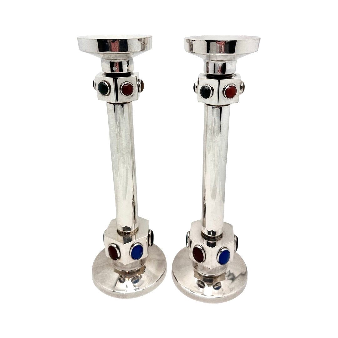 Sterling Silver Gemstone Candlesticks