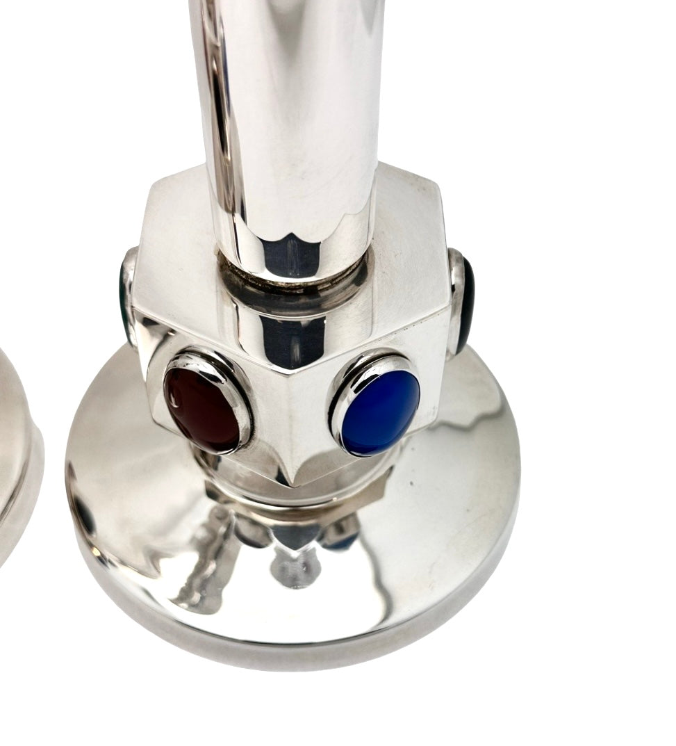 Sterling Silver Gemstone Candlesticks