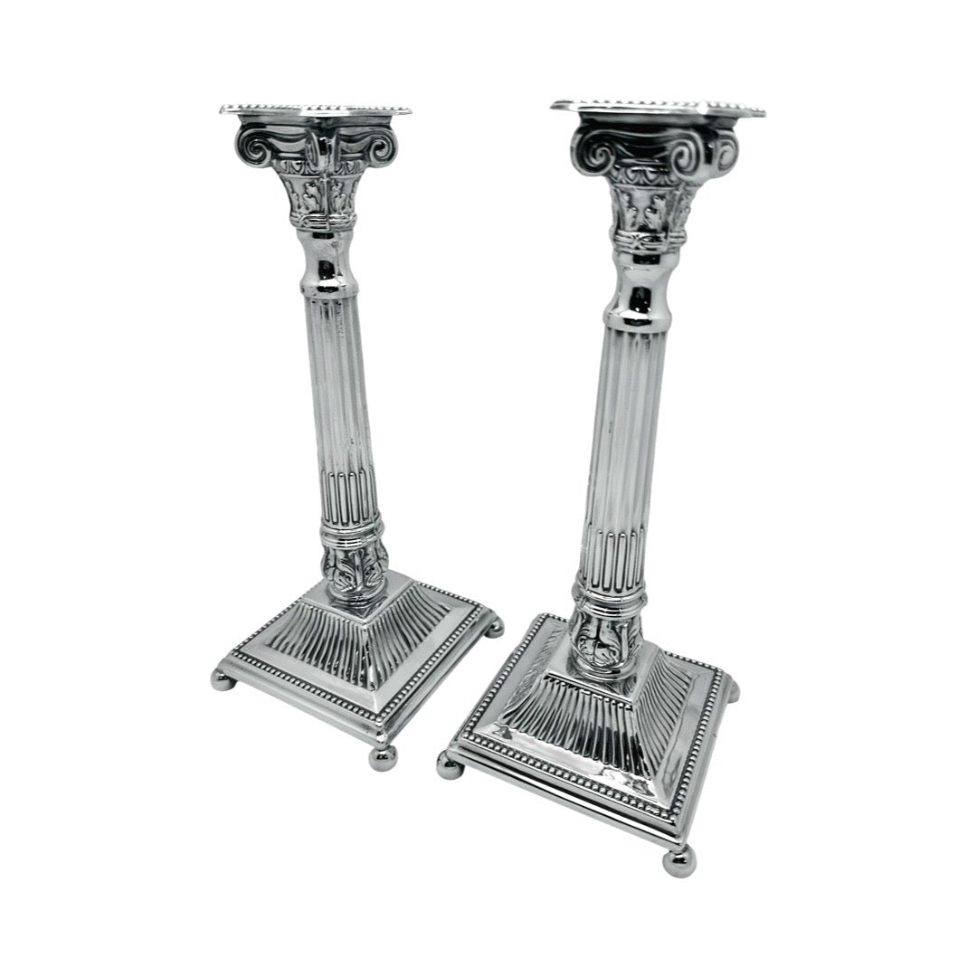 Sterling Silver Column Candlesticks