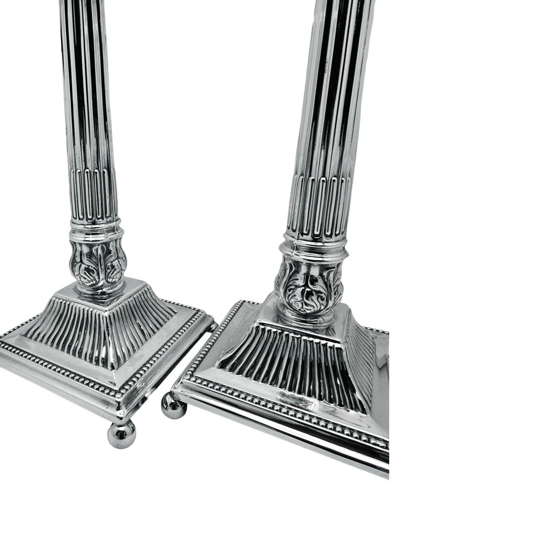 Sterling Silver Column Candlesticks