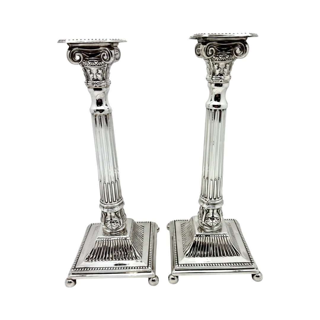 Sterling Silver Column Candlesticks