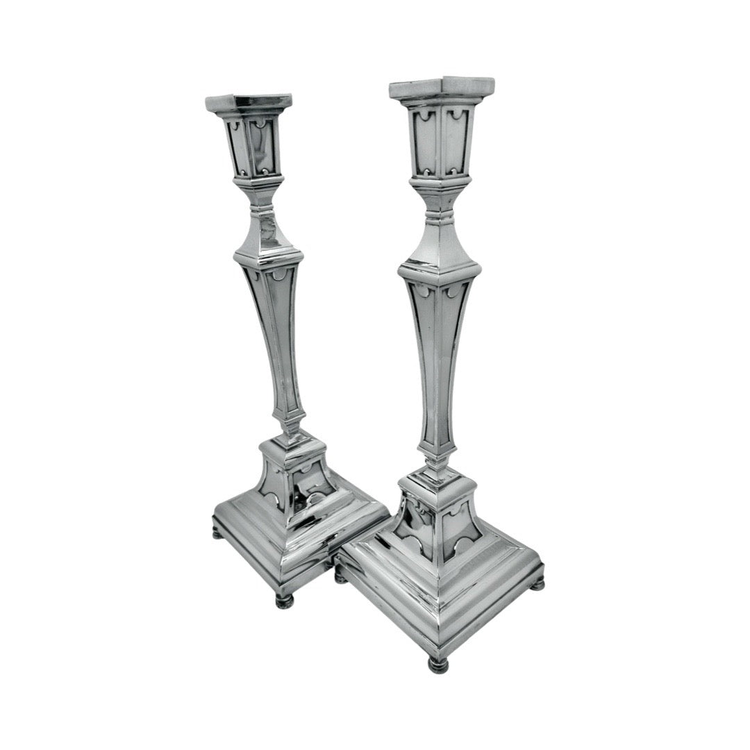 Panel Sterling Silver Candlesticks
