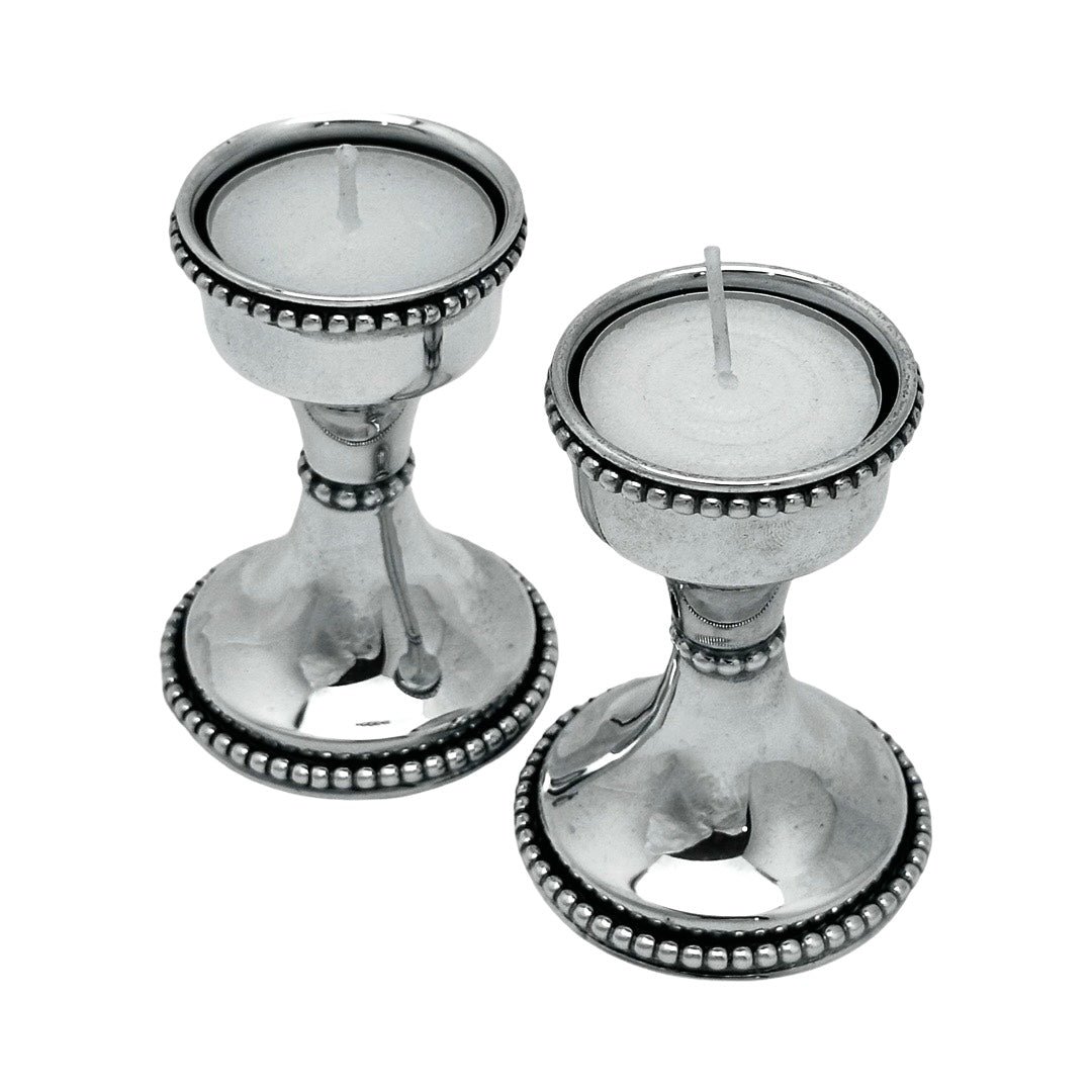 Sterling Silver Beaded Tea Light Holders