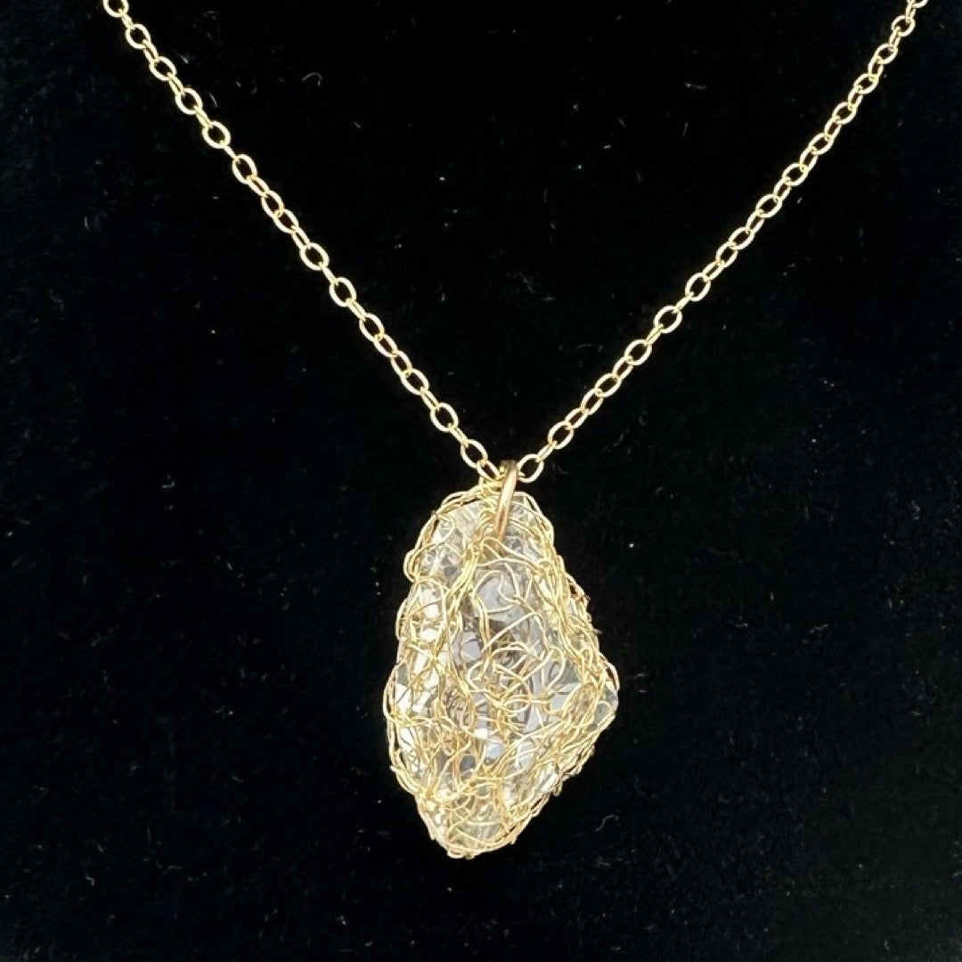 Swarovski Crystal & Mesh Pendant Necklace