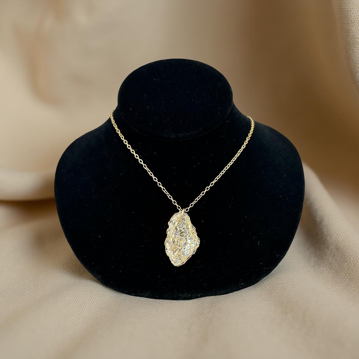 Swarovski Crystal & Mesh Pendant Necklace