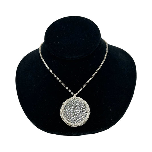 Swarovski Crystal & Sterling Silver Mesh Pendant Necklace