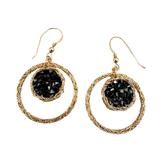 Gold Filled Mesh Earrings with Swarovski Crystal
