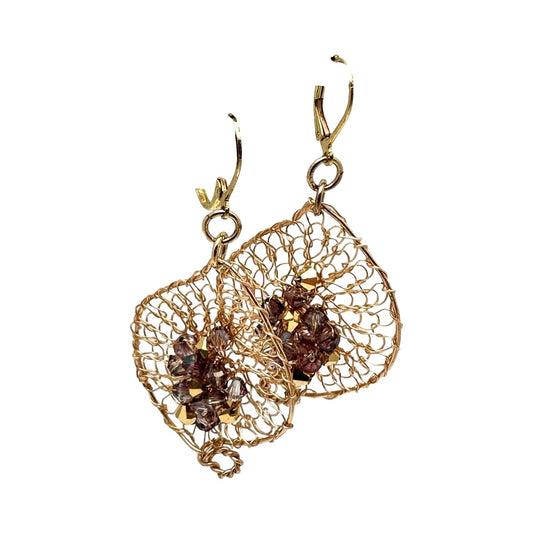 Leaf Mesh Earrings with Swarovski Crystal