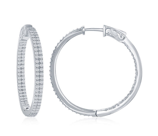 Sterling Silver CZ Hoop Earrings