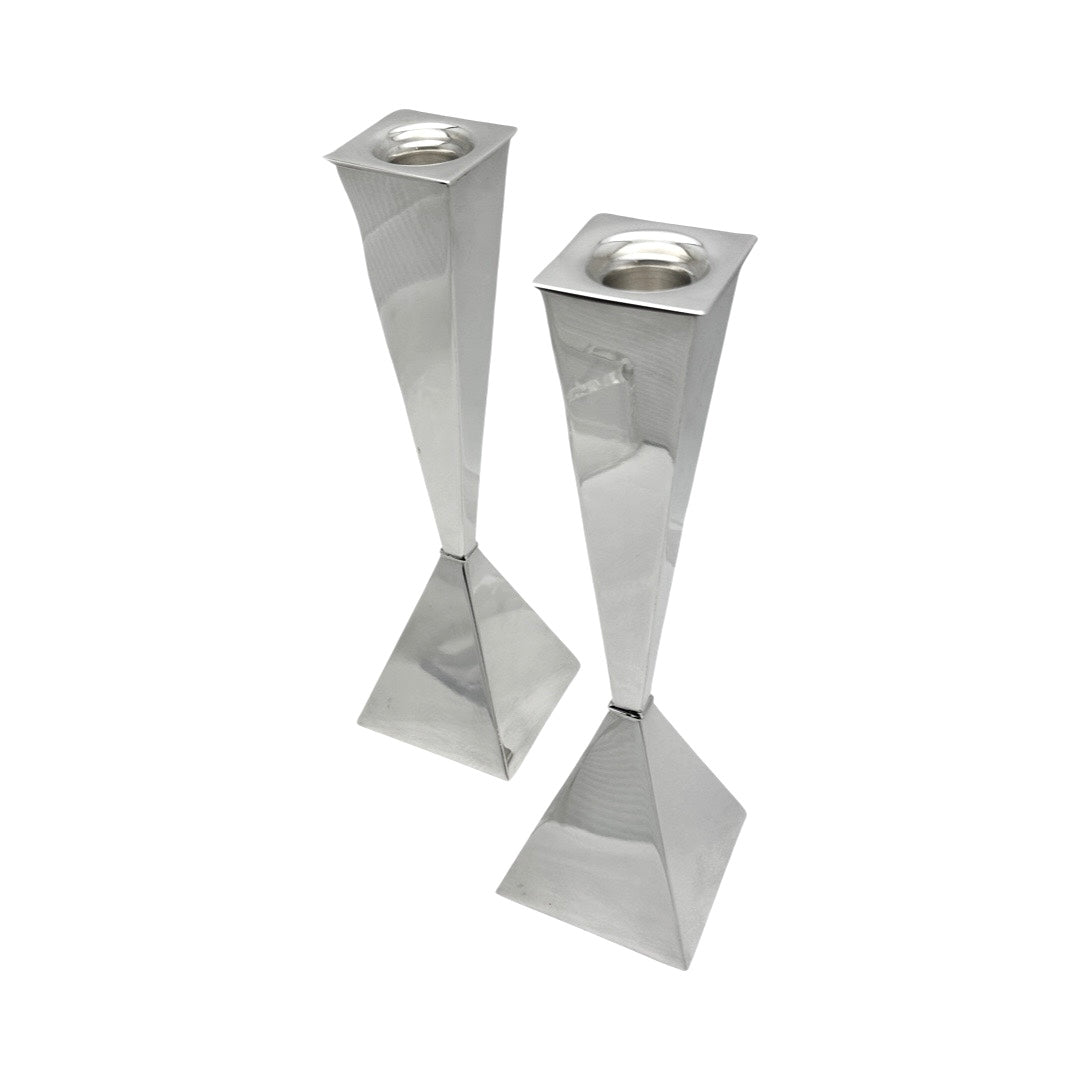 Modern Square Base Angled Candlesticks