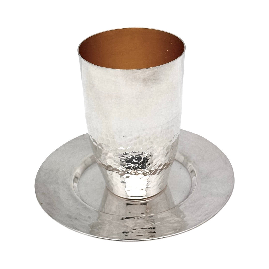 Half Hammered Kiddush Cup Set