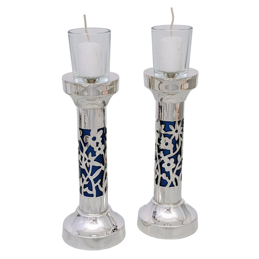 Cut Out Flower Sterling Silver Candlesticks